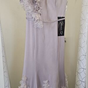 Elegant Lavender Evening Gown with Floral Accents